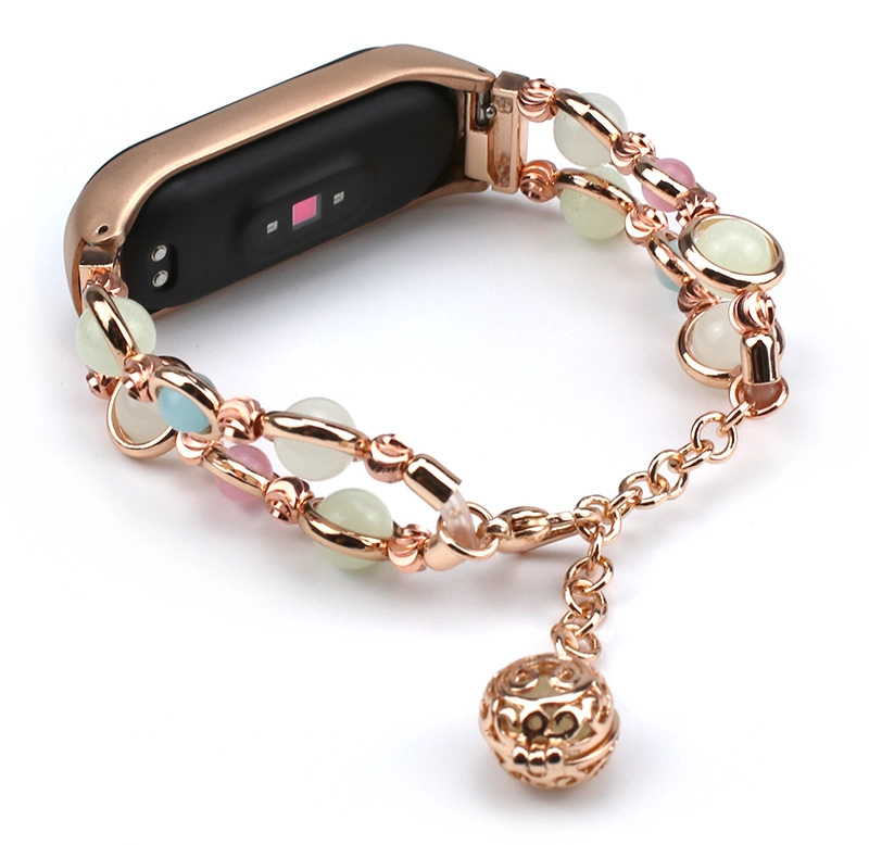 CBXM555 Cinturino per gioielli in agata con perline luminose di lusso per braccialetto Xiaomi Mi Band 5