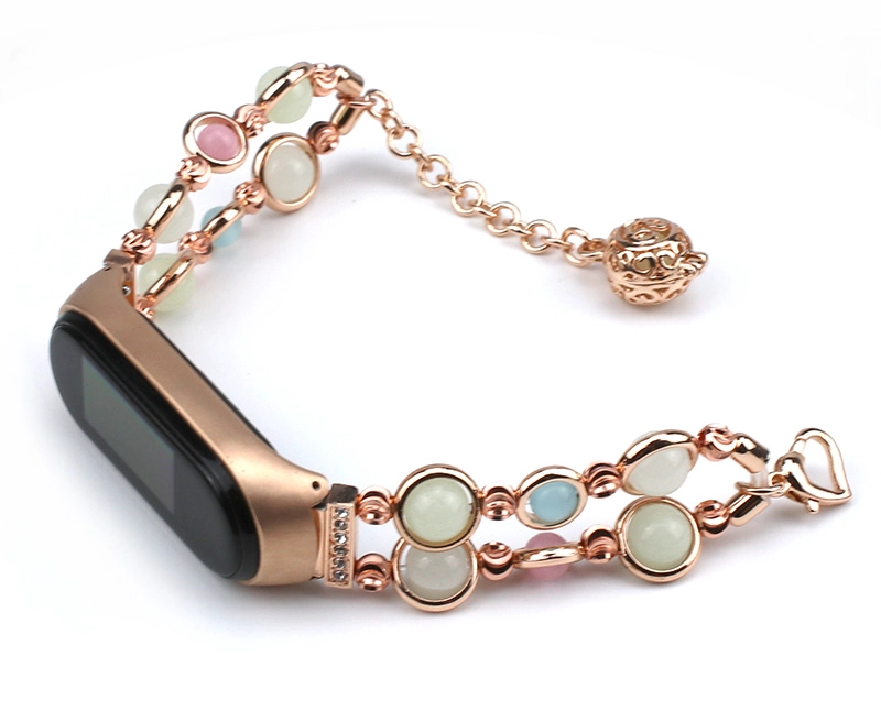 CBXM555 Cinturino per gioielli in agata con perline luminose di lusso per braccialetto Xiaomi Mi Band 5