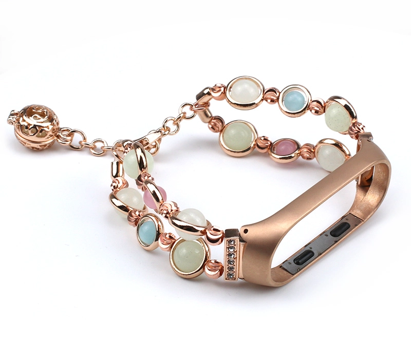 CBXM555 Cinturino per gioielli in agata con perline luminose di lusso per braccialetto Xiaomi Mi Band 5