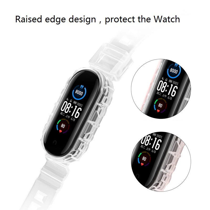 CBXM571 Jelly trasparente trasparente TPU Sostituzione del polsino Correa Correa per Xiaomi MI Band 6 5 cintura per orologio