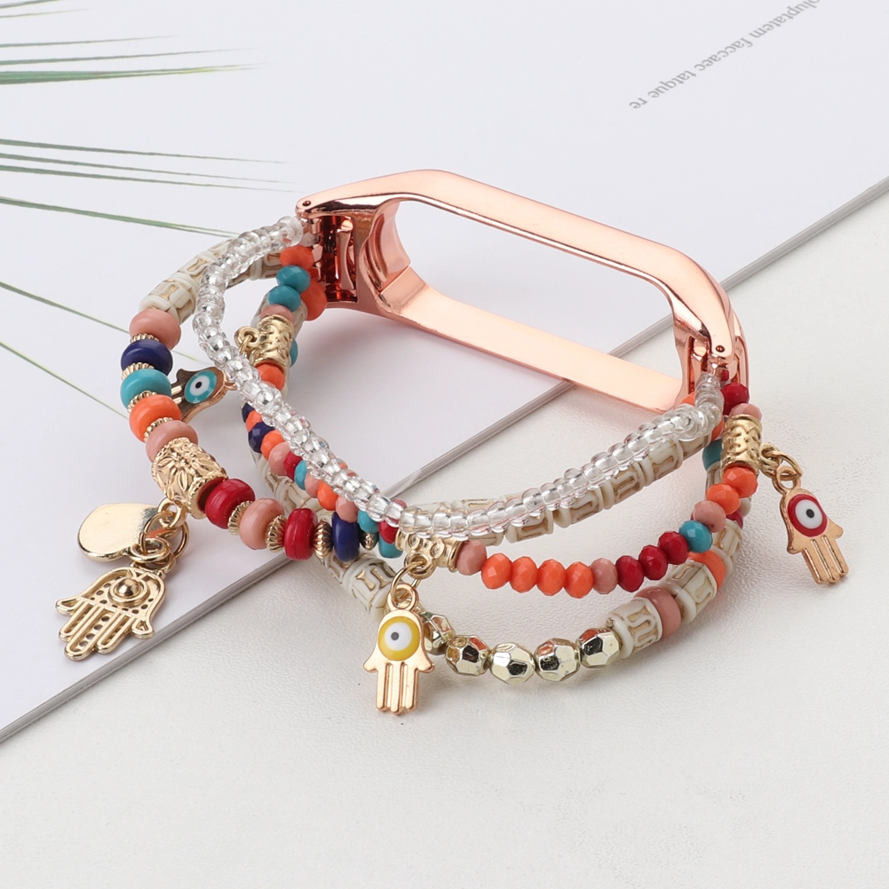 CBXM577 Frauen Elastic Armband Schmuck Perlen Uhrenarmband für Xiaomi MI Band 6 5 4 3 Armband