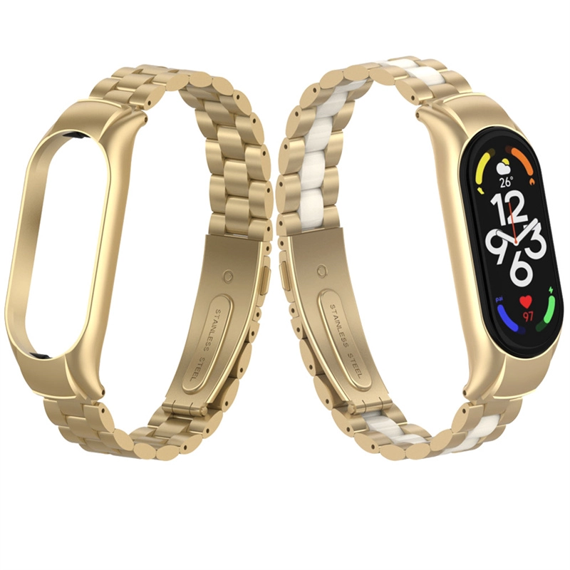 Bransoletka łańcuchowa CBXM7-07 Solidna zegarek ze stali nierdzewnej Pasek dla Smartwatch Xiaomi Mi Band 7