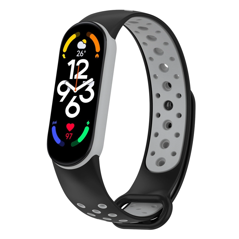 CBXM7-26 Deportes de doble color ajustables Bandas de reloj de silicona de goma para Xiaomi Mi Band 7
