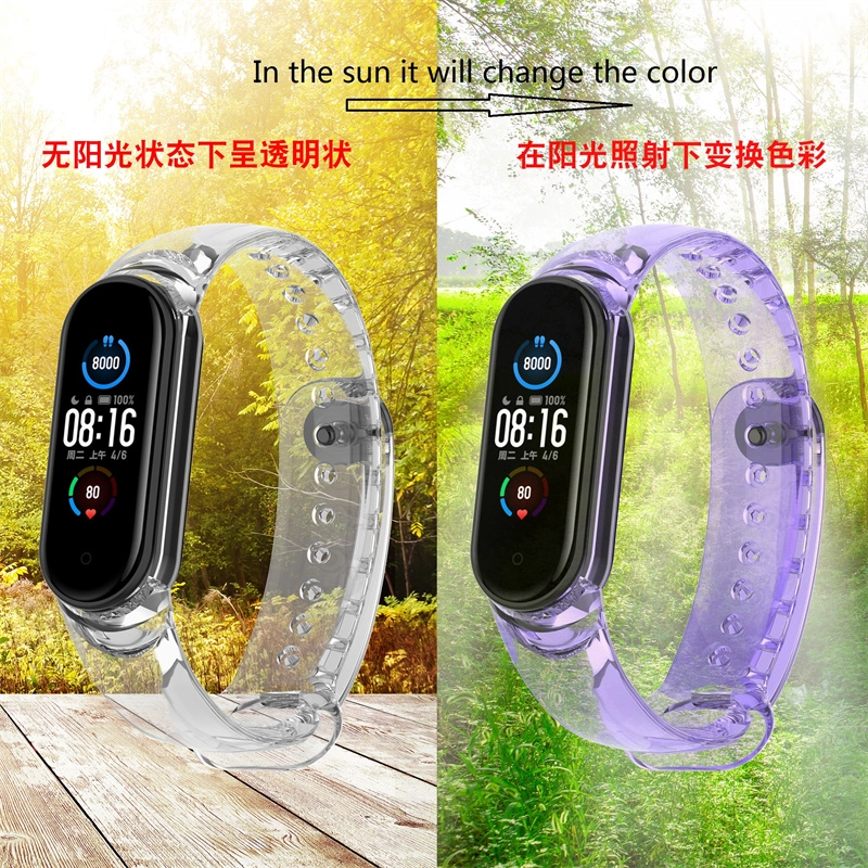 CBXM7-28 DISCOLORACIÓN Correa de reloj TPU transparente para la banda Xiaomi Mi Miband 7