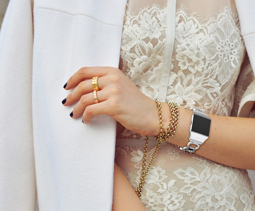 Pulsera de metal de repuesto Chic Design Fitbit Ionic Bling Rhinestone