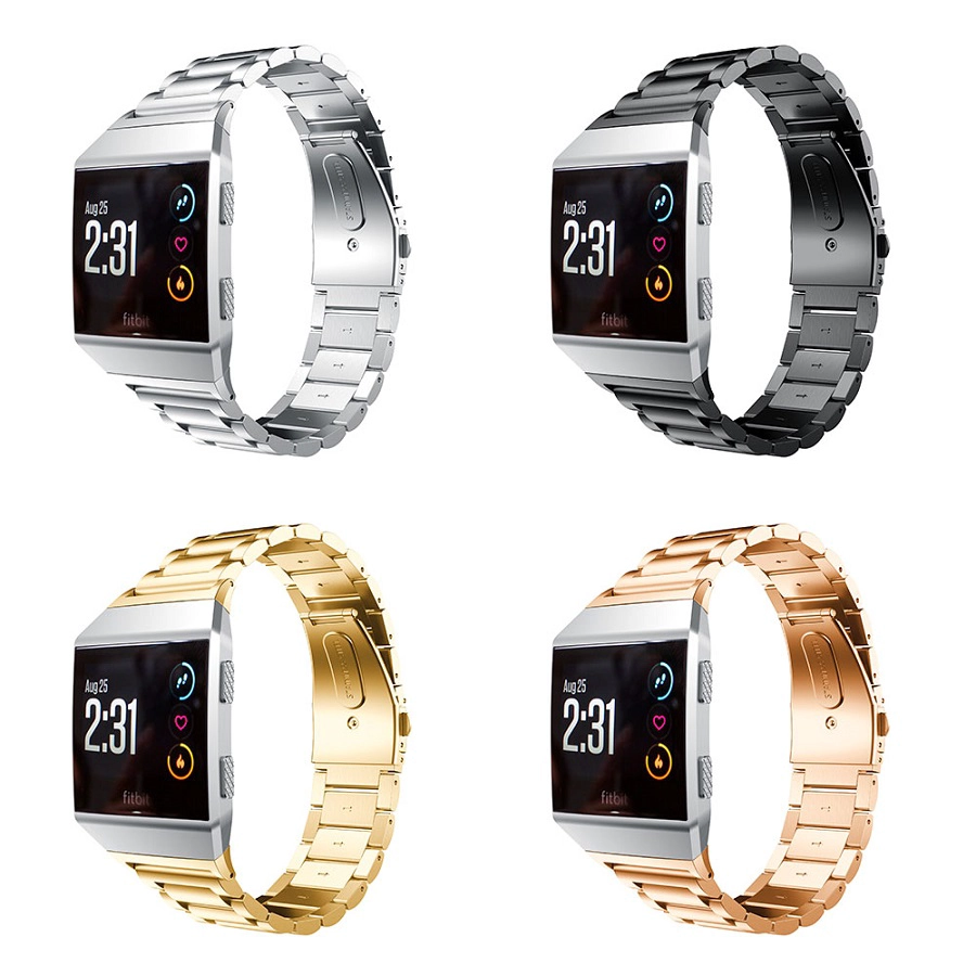 Fitbit Ionic roestvrij stalen metalen schakel polsband vervangende riem met vouwsluiting
