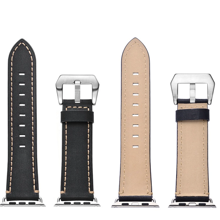 Genuine Leather Replacement Watch Strap with Stainless Metal Buckle