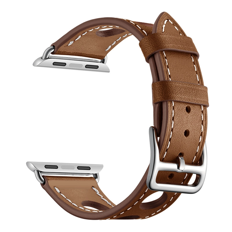Correa de reloj de cuero genuino 38 mm 42 mm con cierre de metal inoxidable