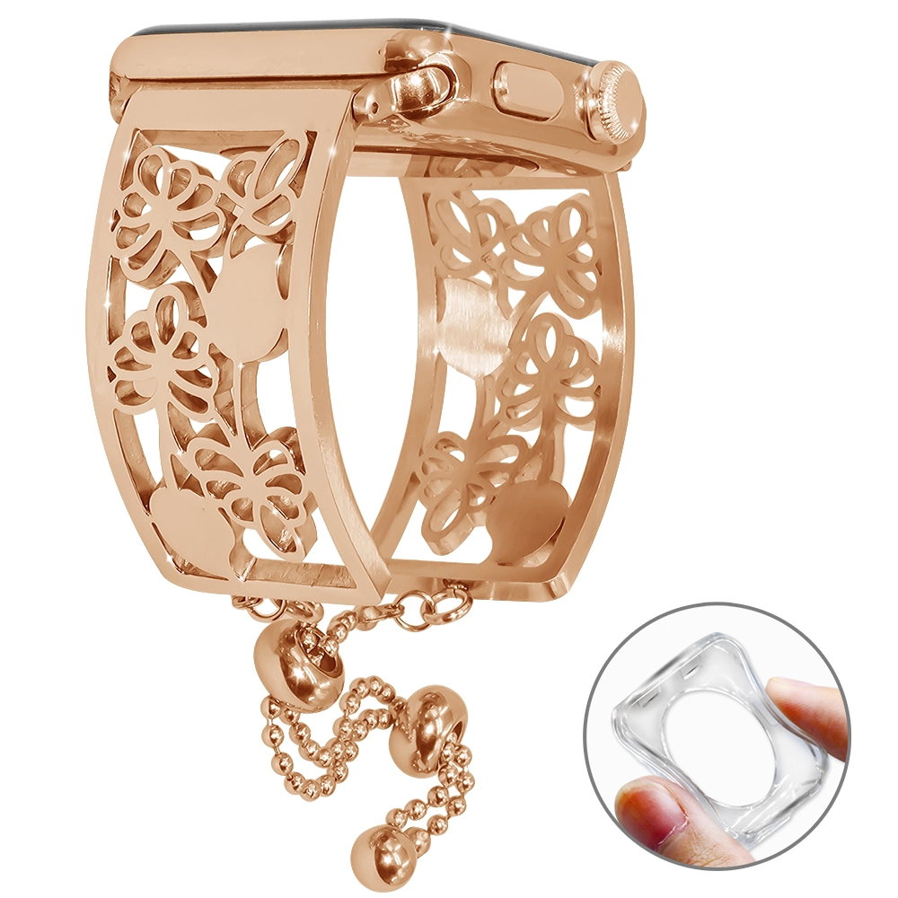 Mesdames bijoux Bangle édition en acier inoxydable Floral évider bracelet montre bracelet