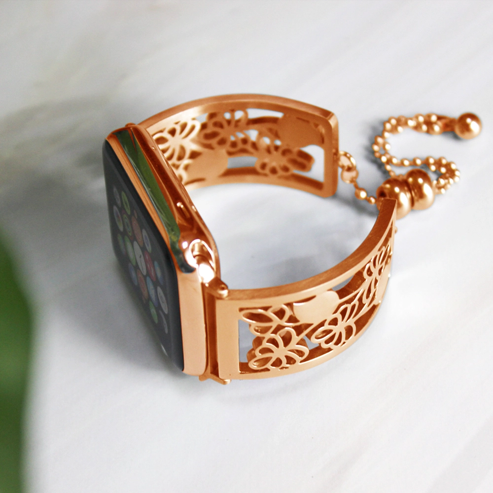 Mesdames bijoux Bangle édition en acier inoxydable Floral évider bracelet montre bracelet