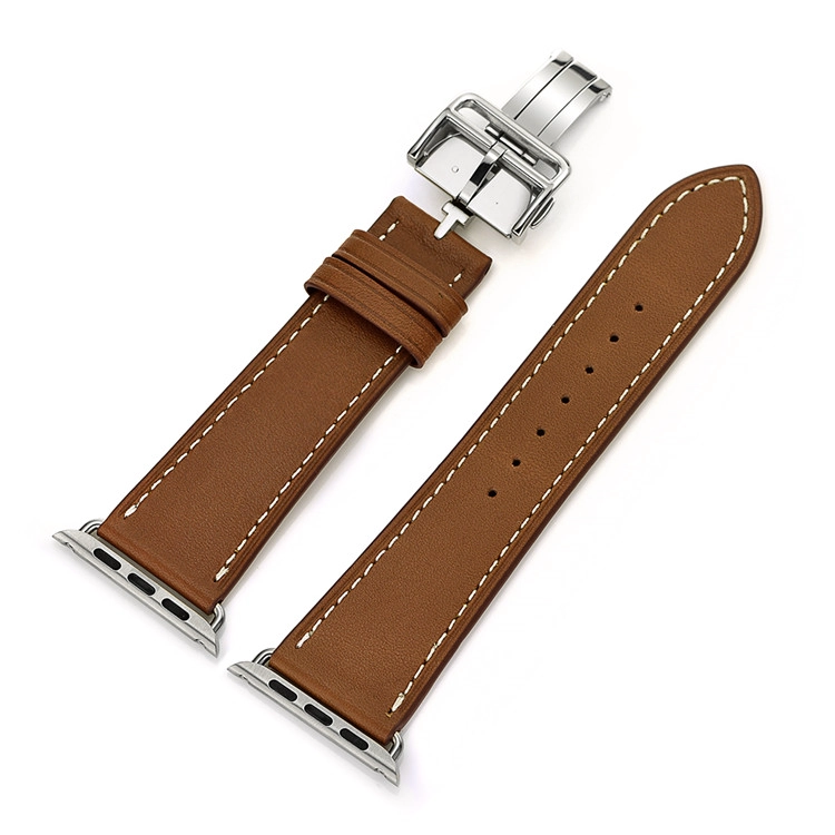 Skórzany pasek do wymiany paska watch z klamrą składaną ze stali nierdzewnej