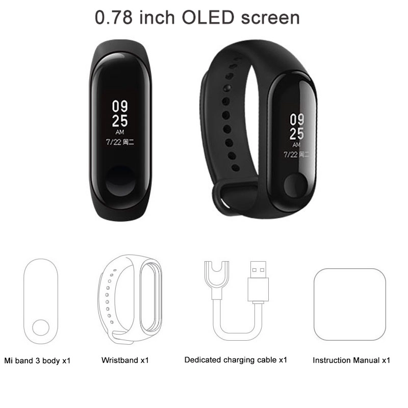 オリジナルXiaomi Mi Band 3スマートブレスレット
