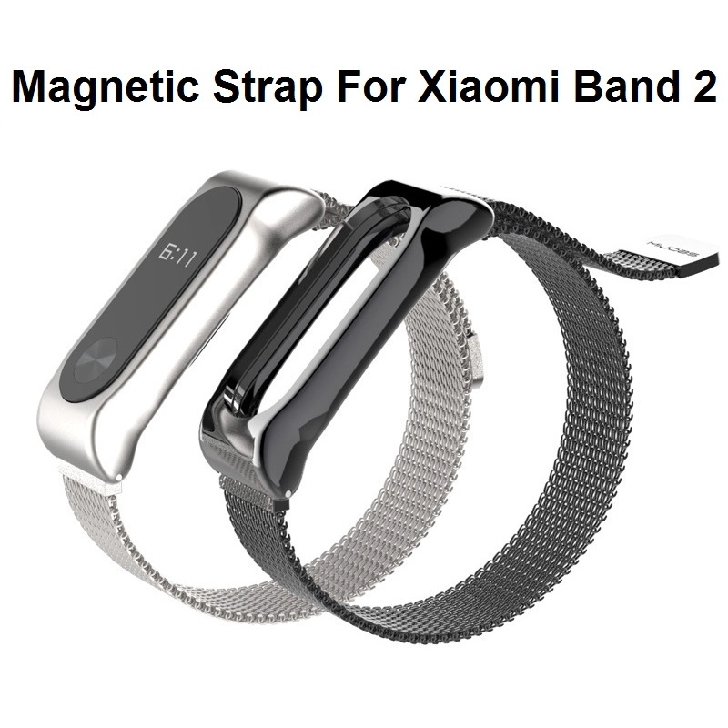 Xiaomi Mi Band 2 Milanese Magnetic Loop pulsera de pulsera de acero inoxidable