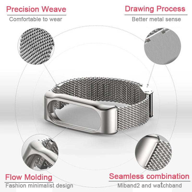 Xiaomi Mi Band 2 Milanese Magnetic Loop pulsera de pulsera de acero inoxidable