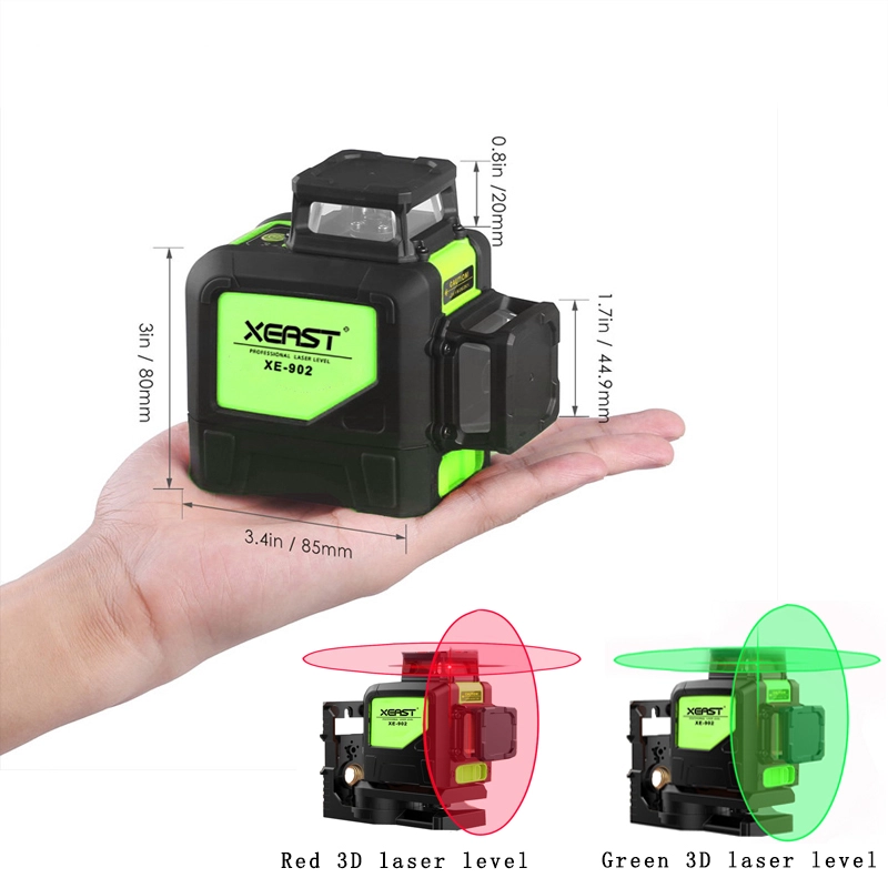 2017 Nouveau XEAST 8 ligne laser niveau 3D Niveau Laser XE-902 360 Vertical et Horizontal Auto-nivellement Croix Ligne Rouge