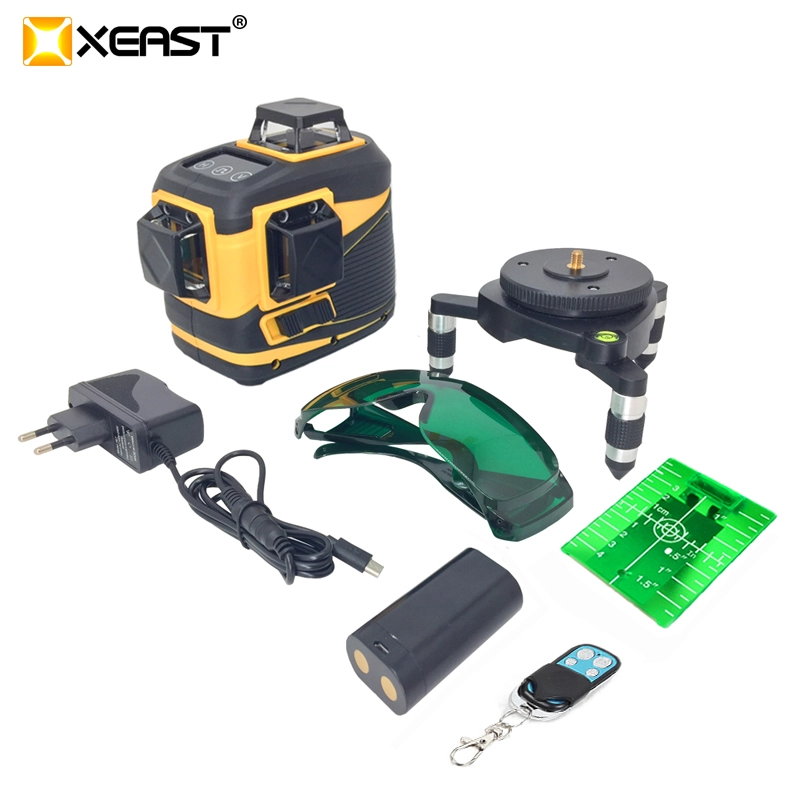 XEAST 12 خطوط XE-12A بطارية ليثيوم مستوى الليزر الأخضر 360 الرأسي والأفقي الذاتي الإستواء عبر خط ليزر