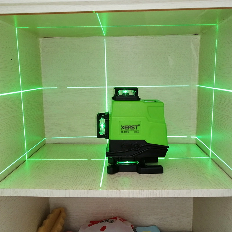 XEAST 3/4D high precision green beam 12/16 lines laser level Automatic Self Leveling 360 Vertical&Horizontal stick wall tool