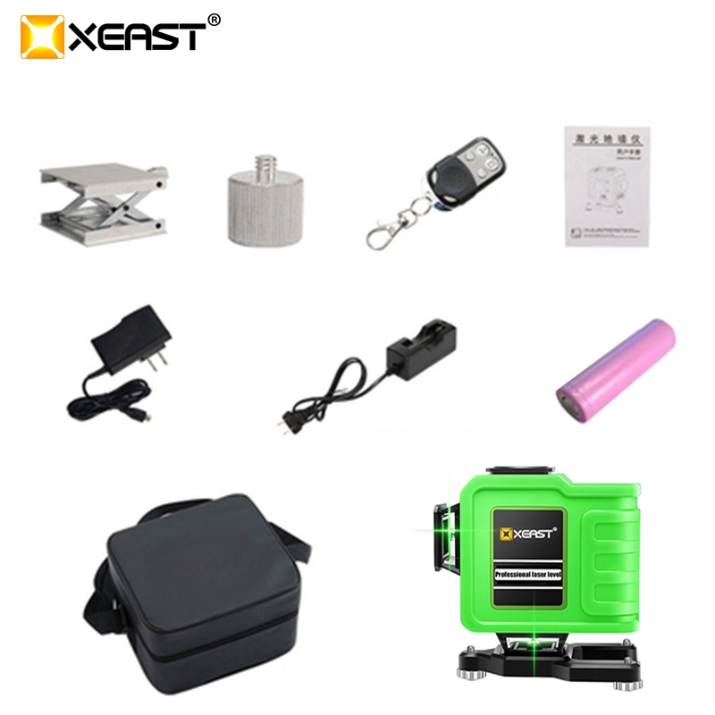 خط XEAST ثلاثي الأبعاد XE-92G 12 خطوط ليزر خضراء ذاتية الاستواء 360 خط شعاع الليزر الأخضر عظمى وقوية