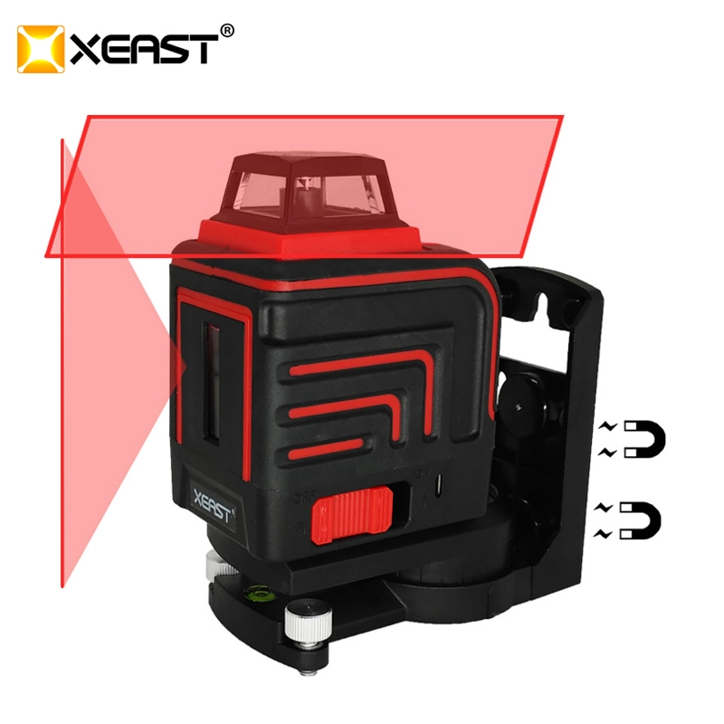 XEAST LD 5 lignes 3D niveau laser rouge auto-nivelant 360 horizontal et vertical Croix laser rouge avec inclinaison et mode extérieur XE-305R
