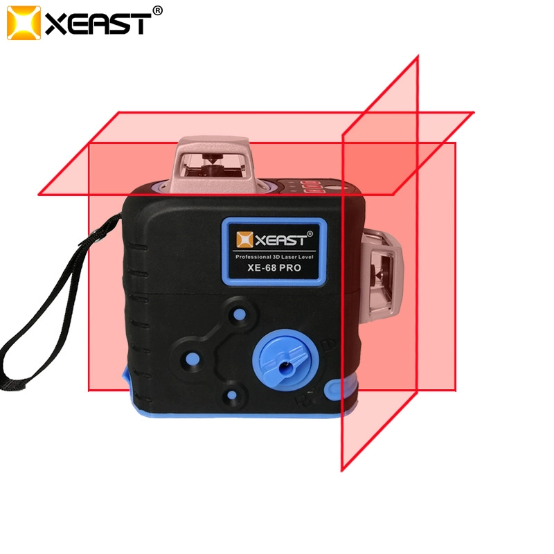 XEAST XE-68 PRO 3D Laser Levels 12 Lines Cross Level Self Leveling Outdoor 360 Rotary Red Laser with Magnetic Ladder bracket