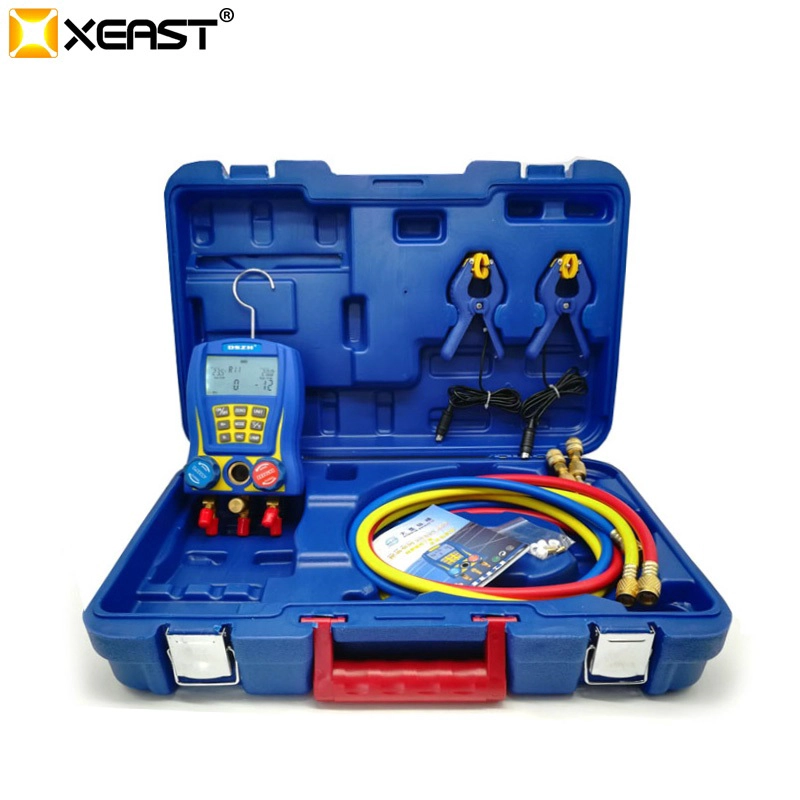 Xeast 2019 new arrive Electronic Fluoride Meter Digital Display Refrigeration Manifolds Pressure Vacuum Gauge