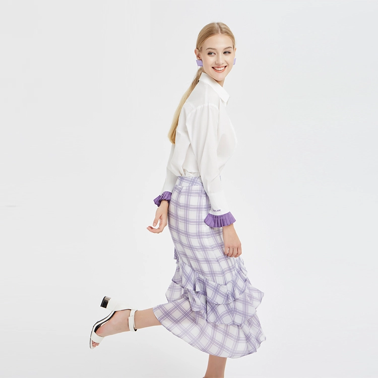 Classic White Shirt With Pleated Sleeves China ODM