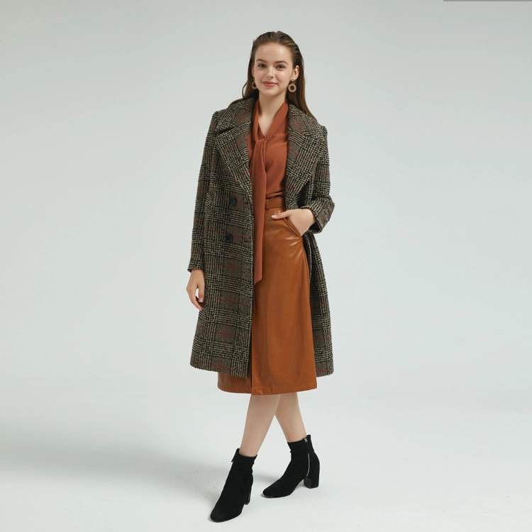 China Elegant Lady Check Coat China Factory manufacturer