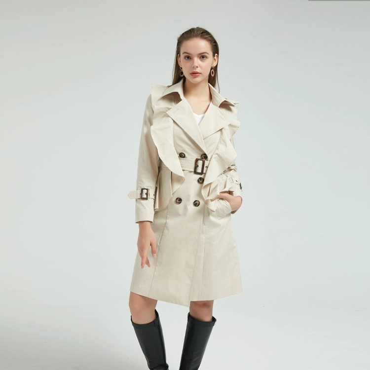 China Fashion Lady Coat Trimmed with Ruffle China ODM manufacturer