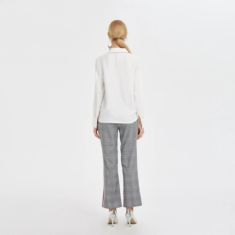 Karierte Hose mit hoher Taille und seitlichem Band aus China-ODM