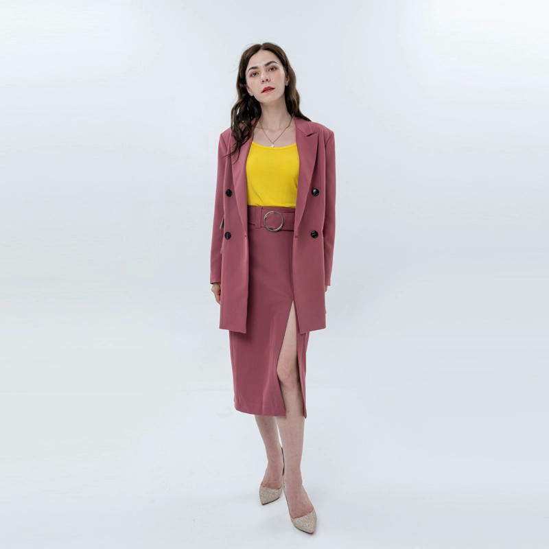 Ladies Belted Skirt with Split Front