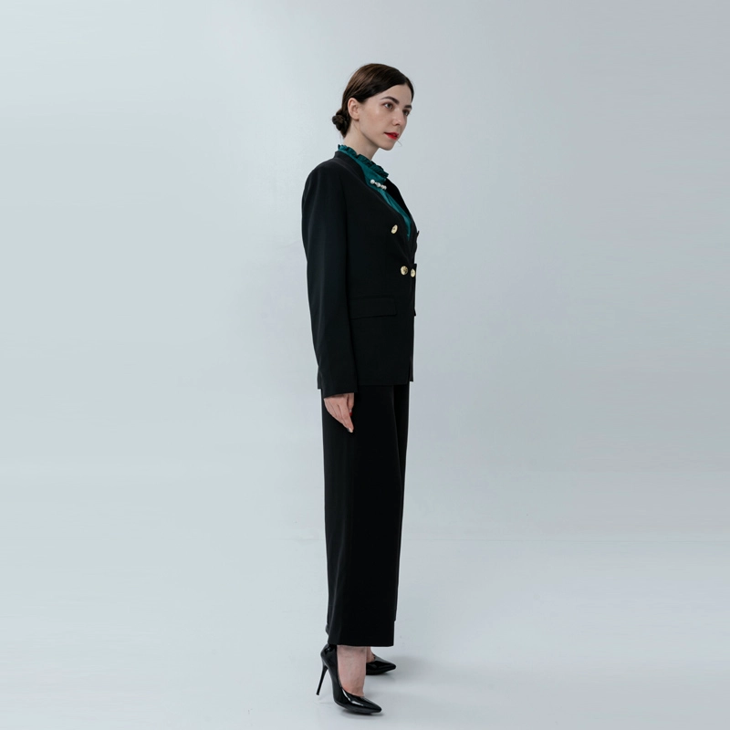 Blazer sans col à double boutonnage pour femme