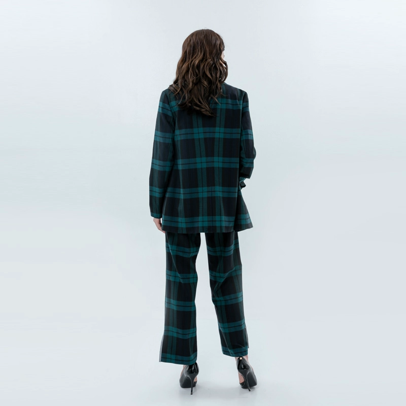 女士双排扣格子西服