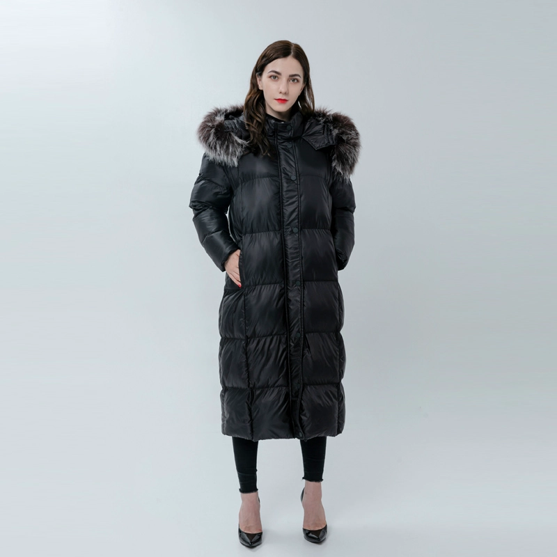 Ladies Down Coat with Fur Collar