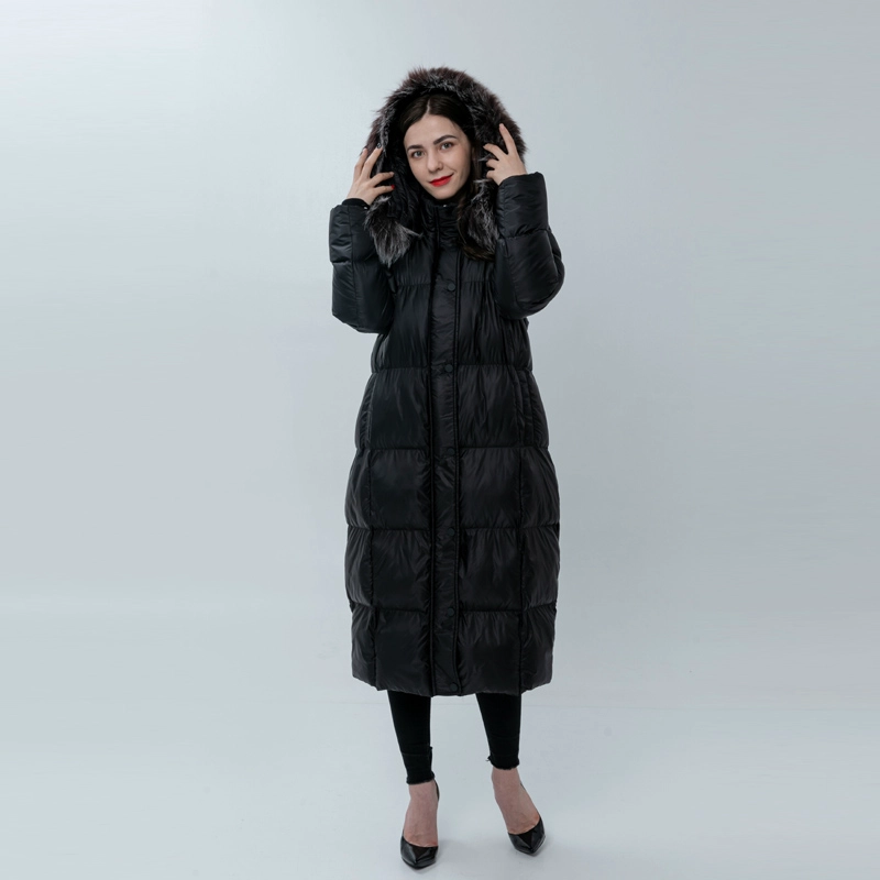 Ladies Down Coat with Fur Collar
