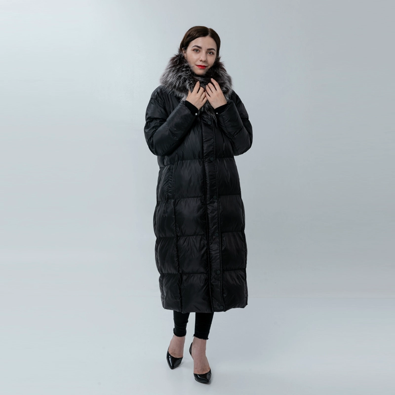 Ladies Down Coat with Fur Collar