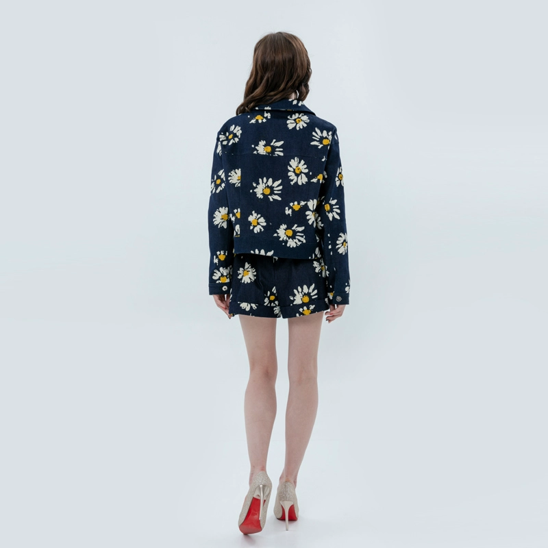 Short Demin à imprimé floral pour femme