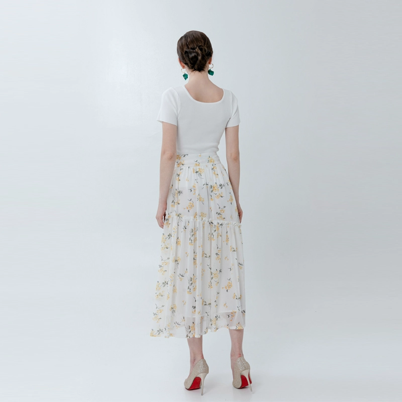 Ladies High Waist Skirt With Floral Print
