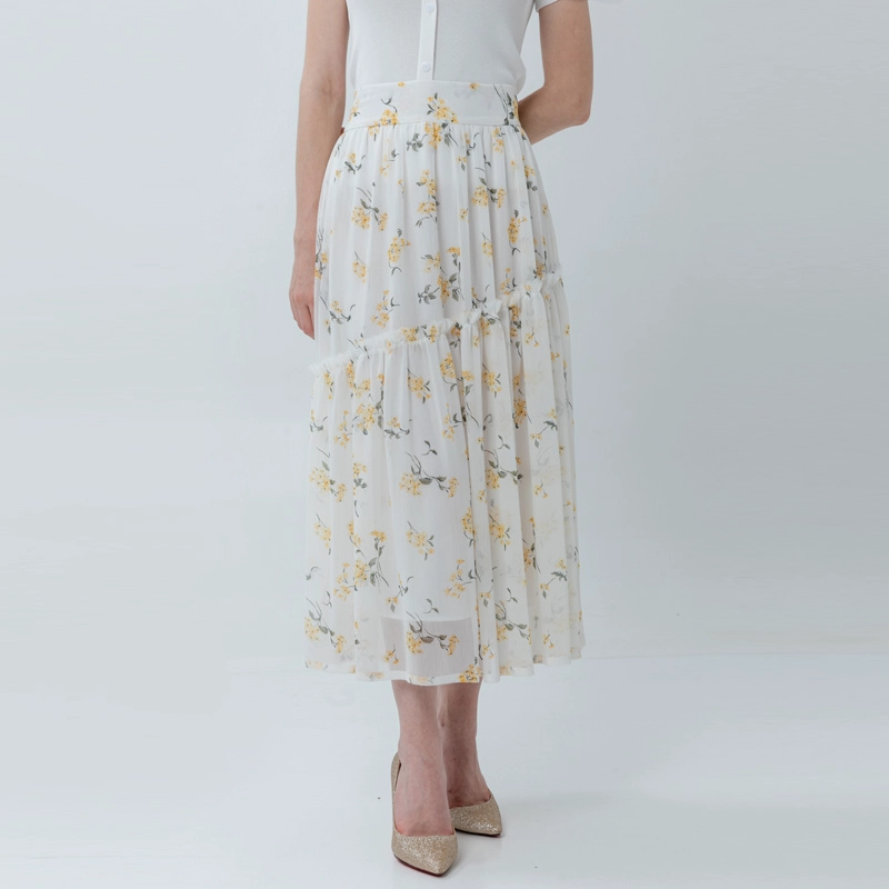 Ladies High Waist Skirt With Floral Print