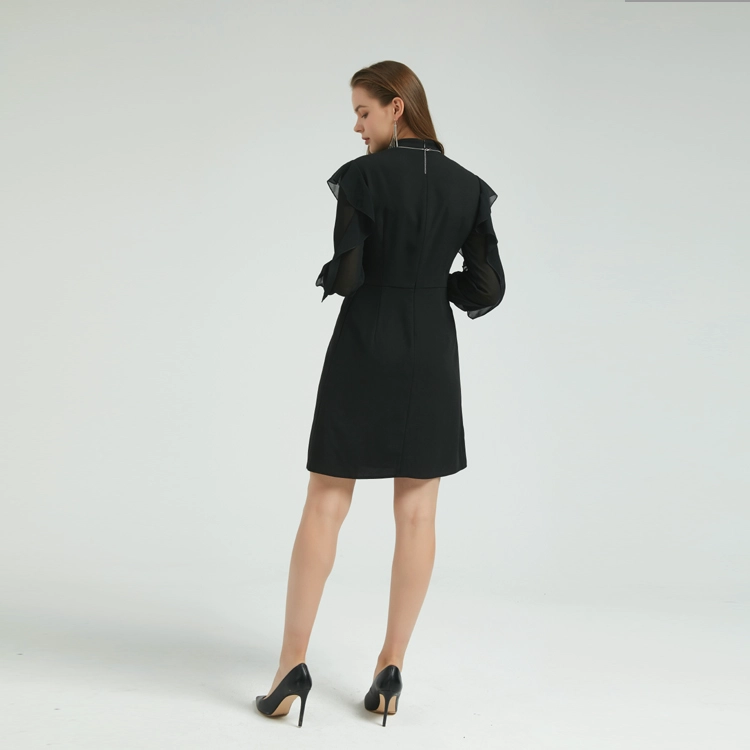 Senhoras Mimi Vestido com Mangas Babados China Fornecedor