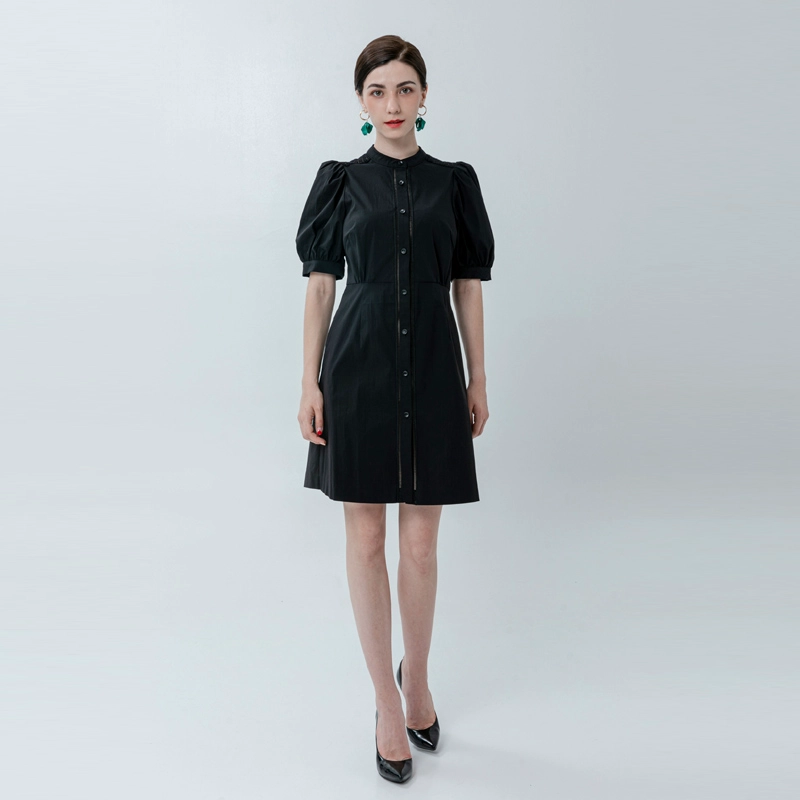 Mini robe chemise pour femme bordée de ruban