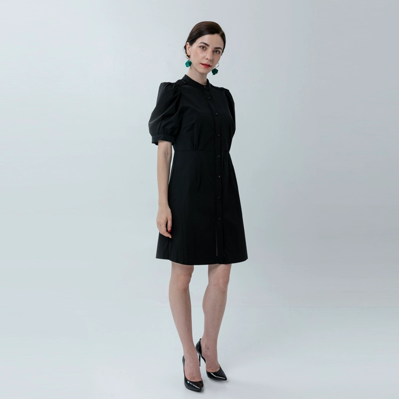 Mini robe chemise pour femme bordée de ruban