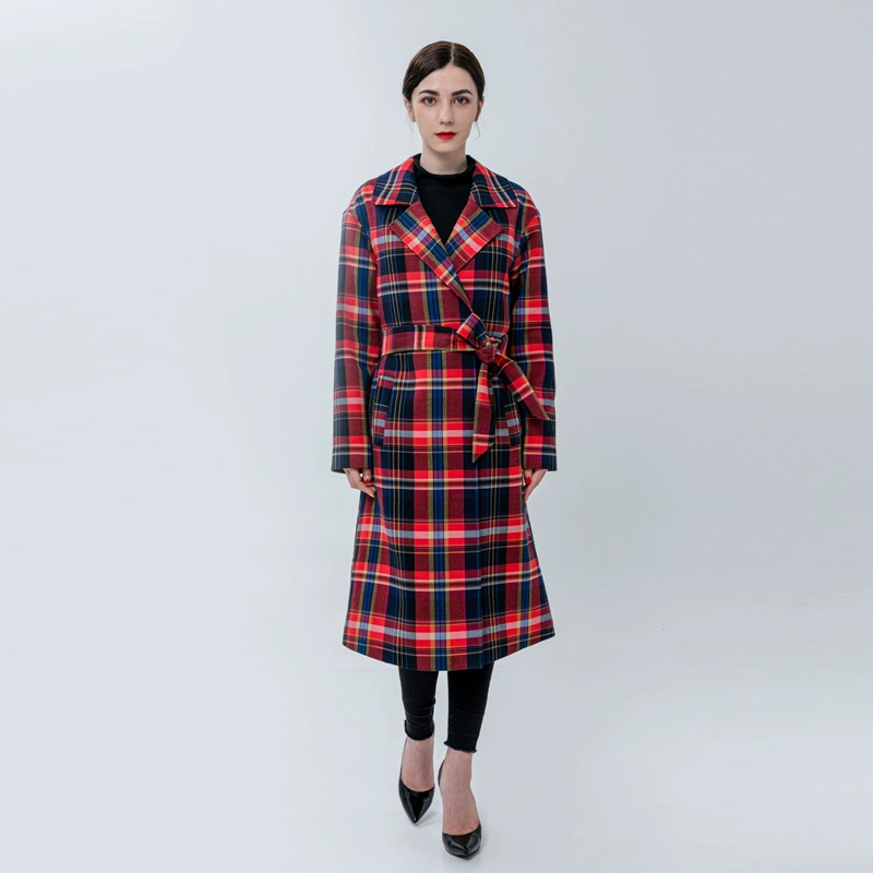 Trench da donna a quadri con cintura