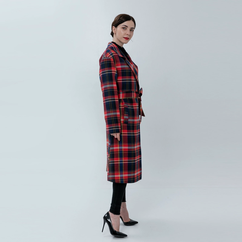 Trench da donna a quadri con cintura