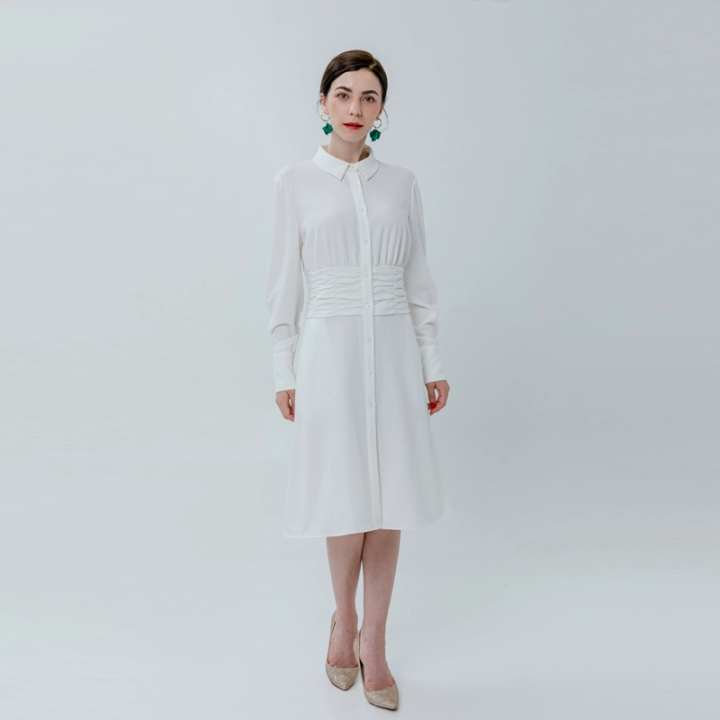 Dames overhemdjurk met smokende taille