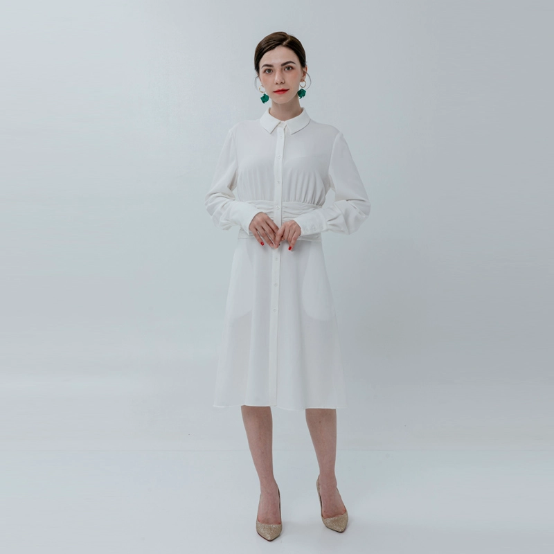 Dames overhemdjurk met smokende taille