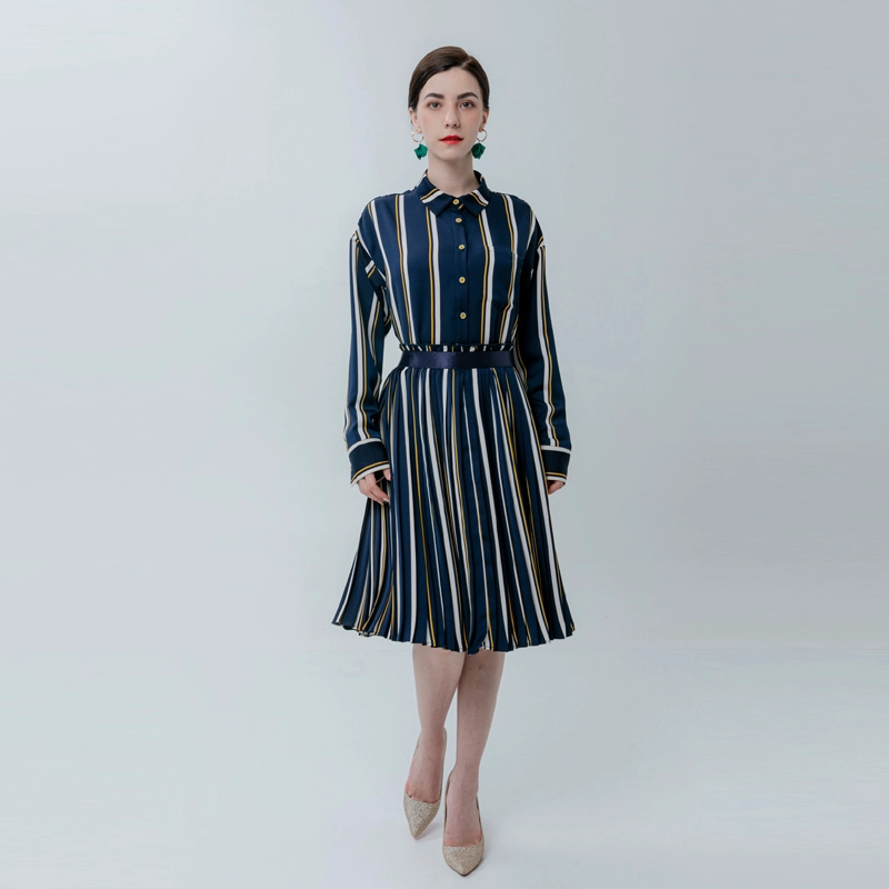 Ladies Striped Skirt with Ribbon Belt