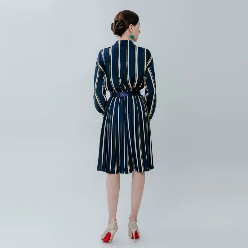 Ladies Striped Skirt with Ribbon Belt