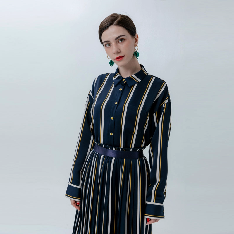 Ladies Striped Skirt with Ribbon Belt