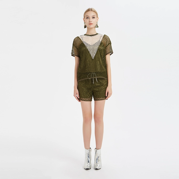 Damen stilvolle hohle Spitze kurze Hosen China Hersteller