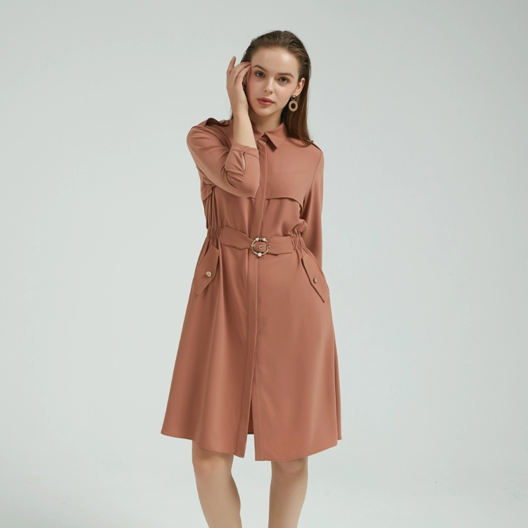 Senhora elegante vestido com cinto com mangas compridas China ODM